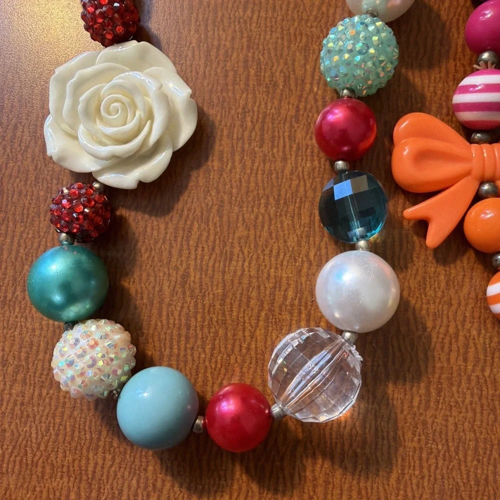 Girls‎ Bubblegum Beaded Statement Necklaces Set Of 2